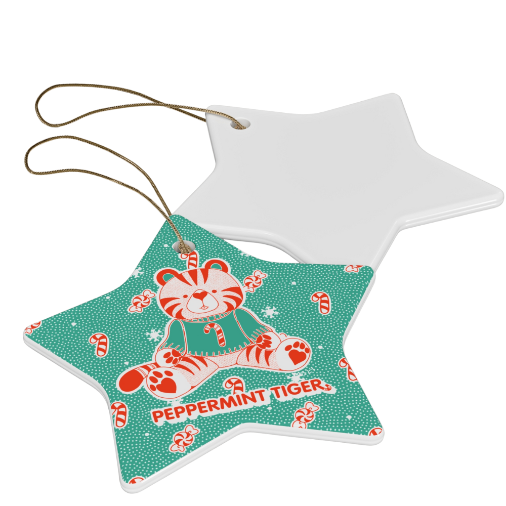 Ceramic Ornament - Peppermint Tiger