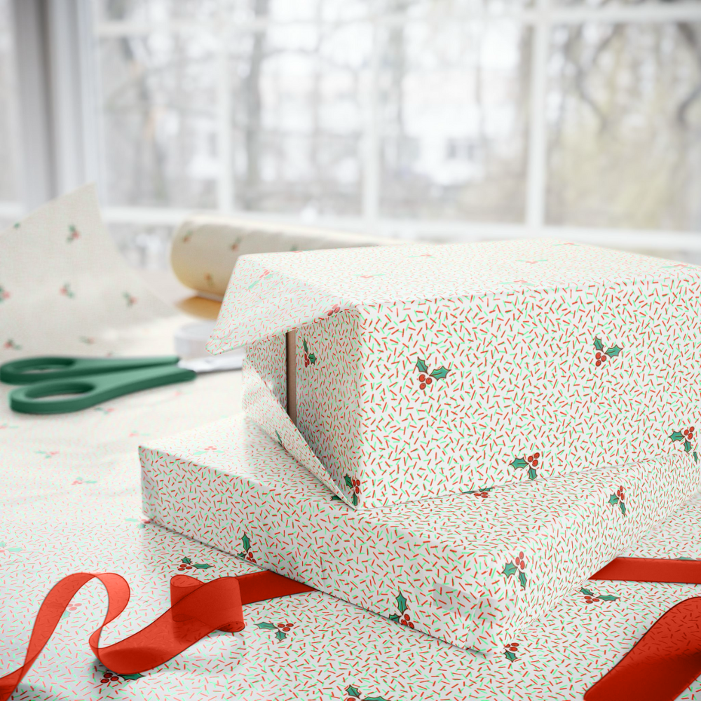 Wrapping Paper - Holly and Sprinkles