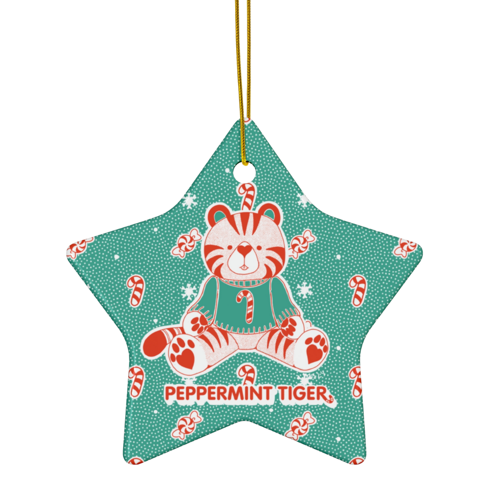 Ceramic Ornament - Peppermint Tiger