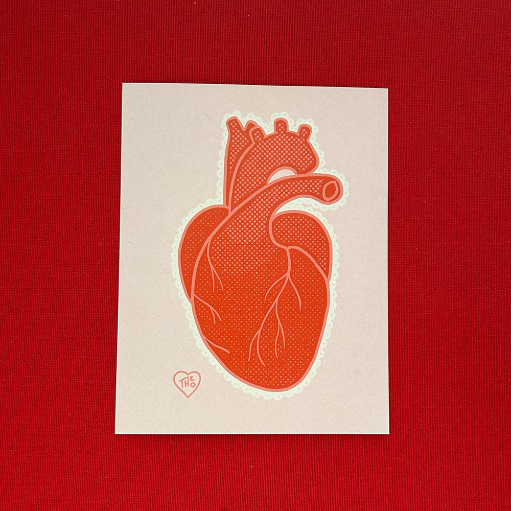 Quirky Anatomical Heart Valentine Postcard - Pack of 10